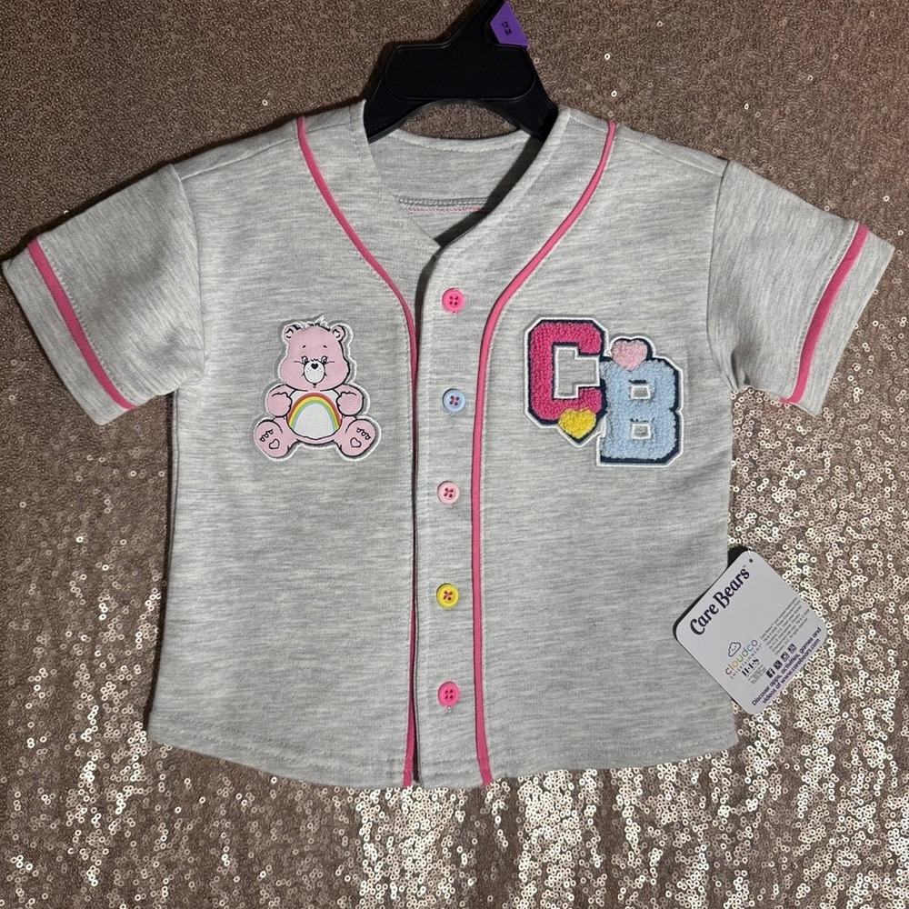 Care Bears Unisex Gray Baseball Jersey Top - Size 12m - NWT